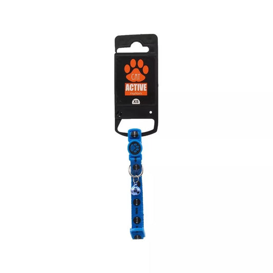 Antkaklis katėms Active Cat XS, 1x19-31 cm, mėlynas su žuvytėmis