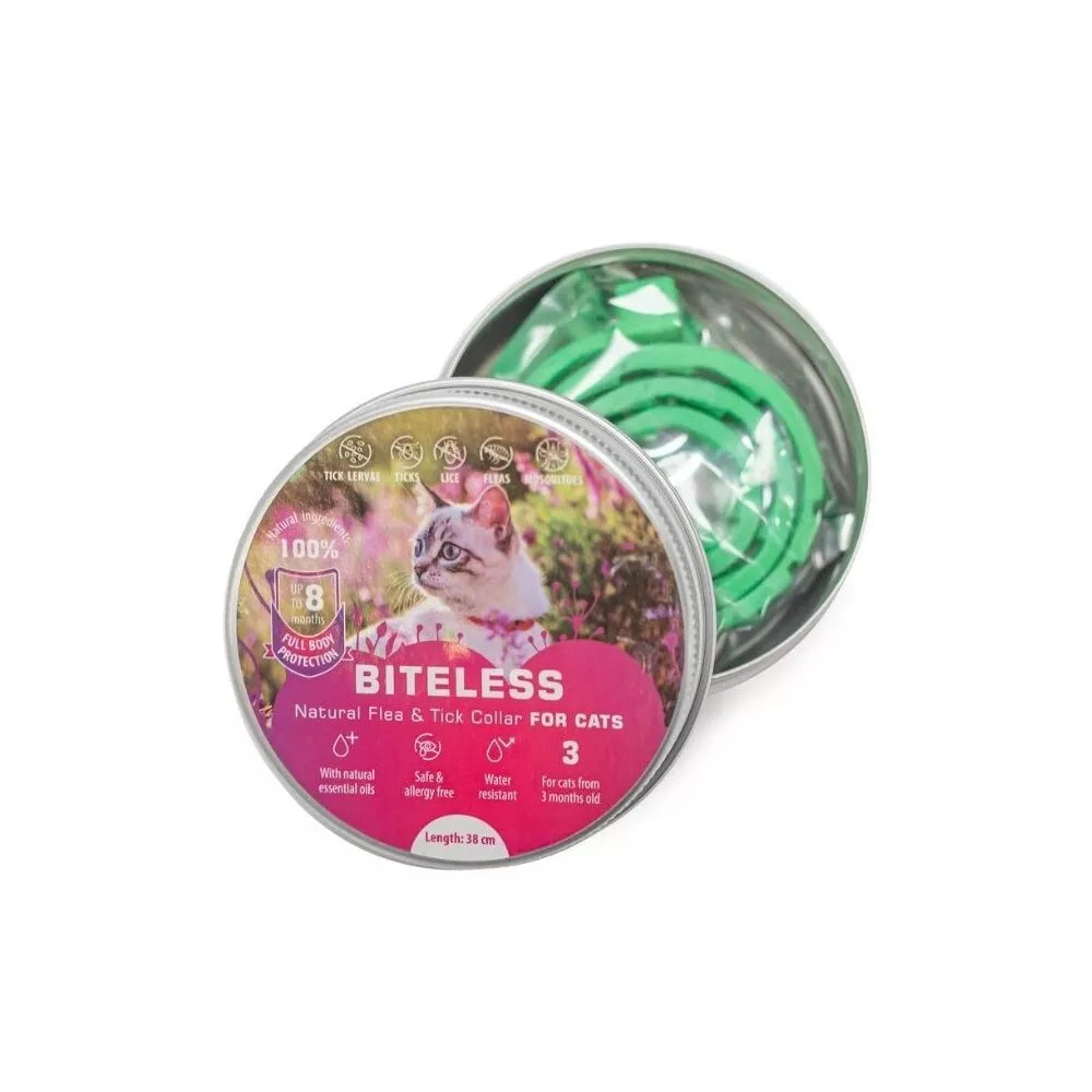 Biteless kačių antiparazitinis antkaklis, silikoninis, 38 cm