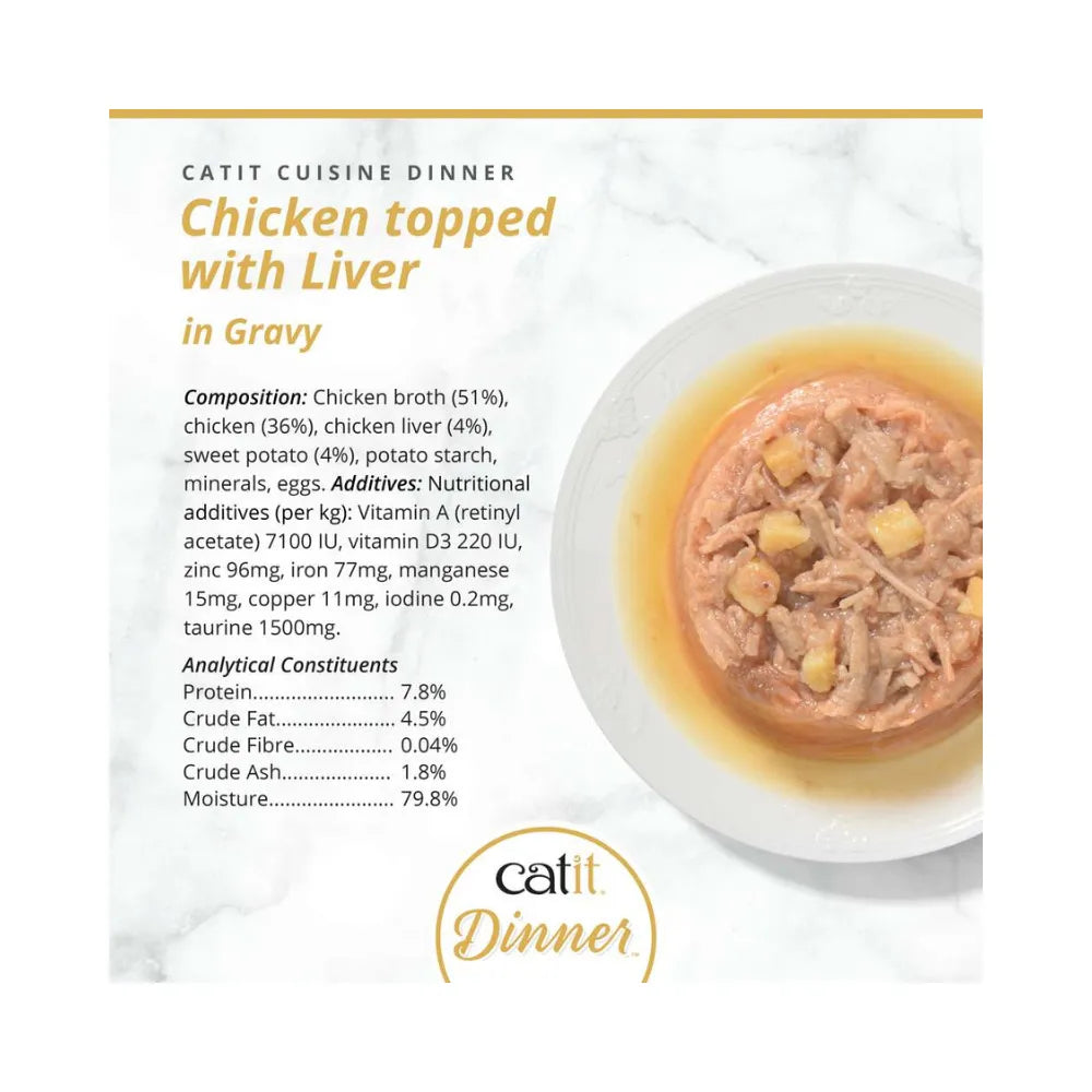 Catit Chicken Dinner konservai katėms su vištiena, kepenėlėmis, 80 g