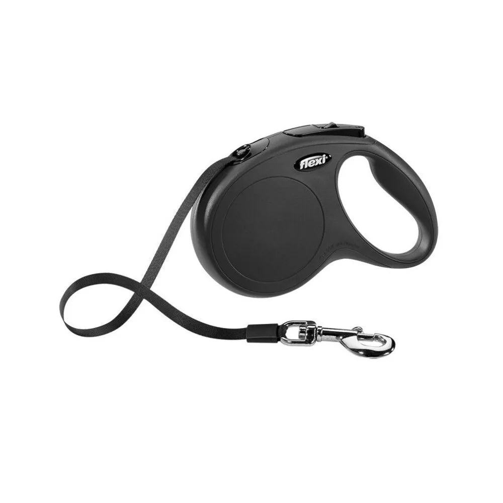 Flexi New Classic M automatinis pavadys juodas, 5 m, juostelė