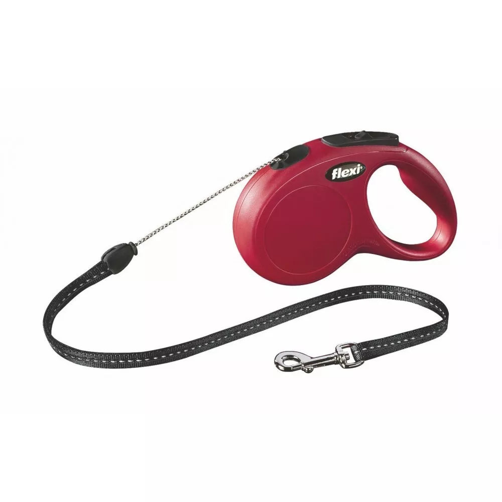 Flexi New Classic S automatinis pavadys raudonas, 5 m, virvutė