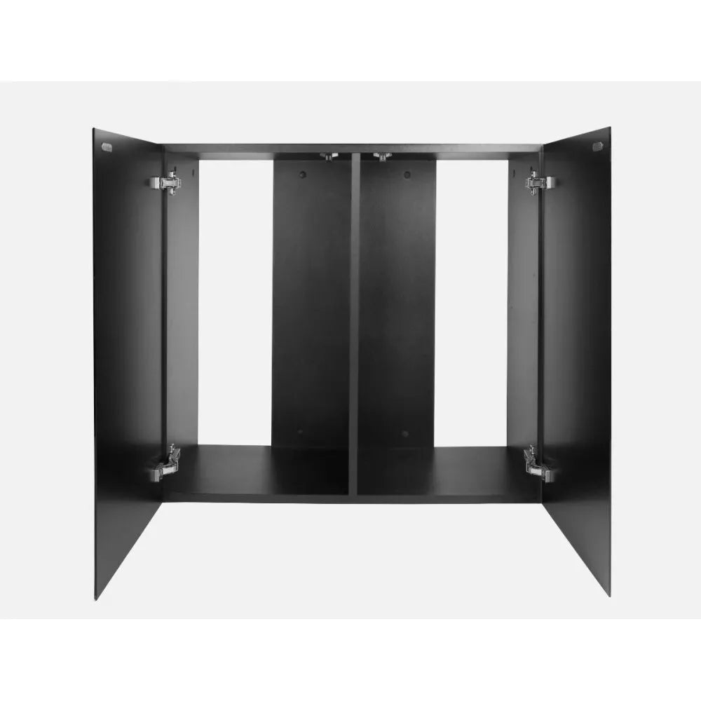 Glossy 100 spintelė stačiakampė juoda su durelėmis, 100 cm