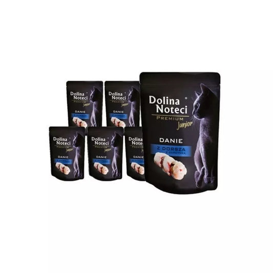 Guliašas jaunoms katėms su menke ir sardinėmis Dolina Noteci Dish, 10x85 g