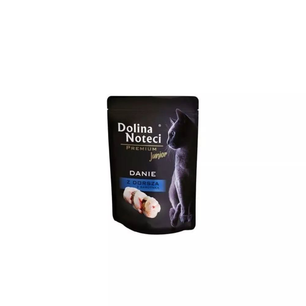 Guliašas jaunoms katėms su menke ir sardinėmis Dolina Noteci Dish, 85 g