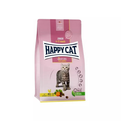Happy Cat visavertis pašaras jaunoms katėms su paukštiena Junior LandGeflugel, 4 kg