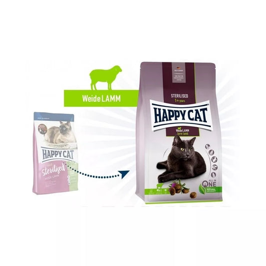 Happy Cat visavertis pašaras sterilizuotoms katėms su ėriena Sterilised WeideLamm, 4 kg