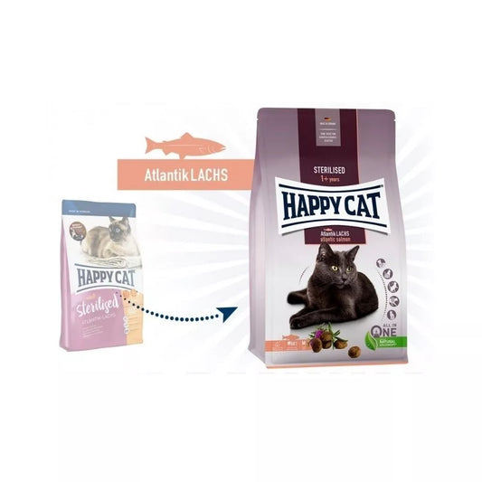 Happy Cat visavertis pašaras sterilizuotoms katėms su lašiša Sterilised Atlantik Lachs, 10 kg