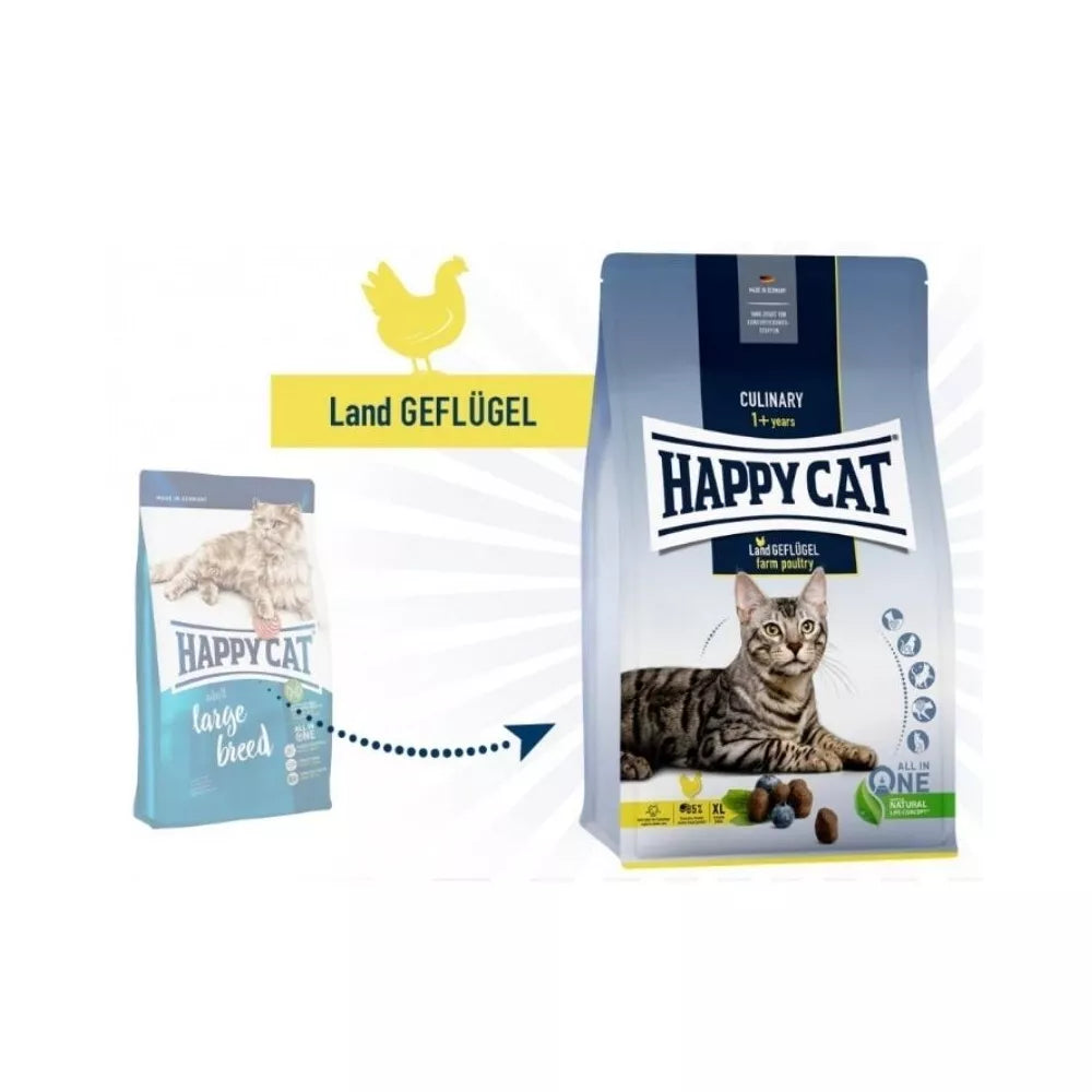 Happy Cat visavertis pašaras suaugusioms katėms su paukštiena Culinary LandGeflugel, 4 kg