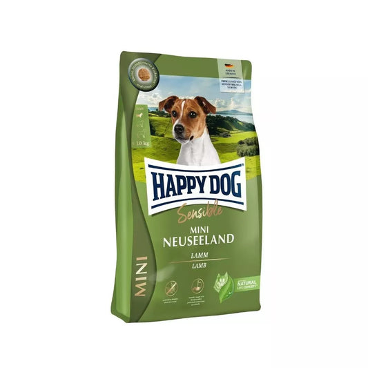 Happy Dog Mini Neuseeland visavertis pašaras mažų veislių suaugusiems šunims su ėriena ir ryžiais, 300 g