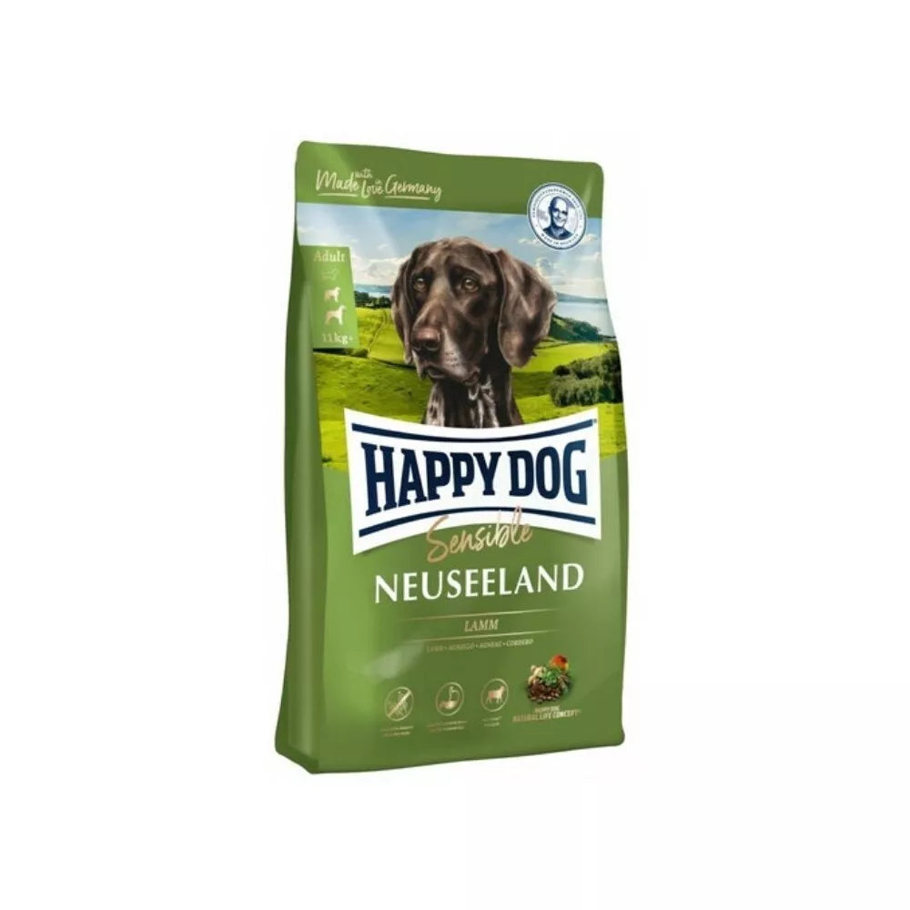 Happy Dog visavertis pašaras suaugusiems šunims su ėriena ir ryžiais Neuseeland 4 kg