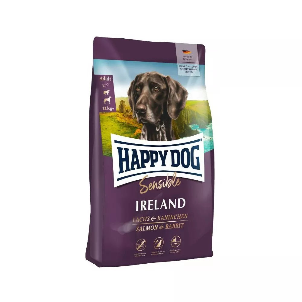 Happy Dog visavertis pašaras suaugusiems šunims su triušiena ir lašiša Ireland 4 kg