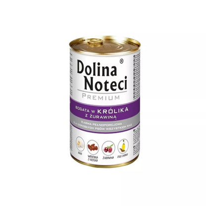 Konservai šunims su triušiena ir spanguolėmis Dolina Noteci Premium 400 g