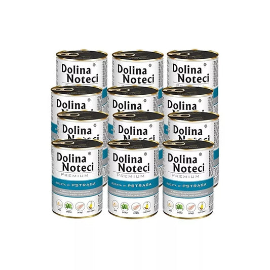 Konservai šunims su upėtakiu Dolina Noteci Premium, 12x400 g