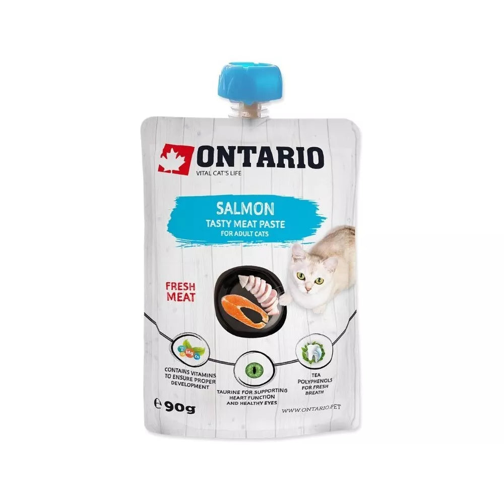 Ontario drėgnas maistas katėms su lašiša, 90 g (užsukamas)