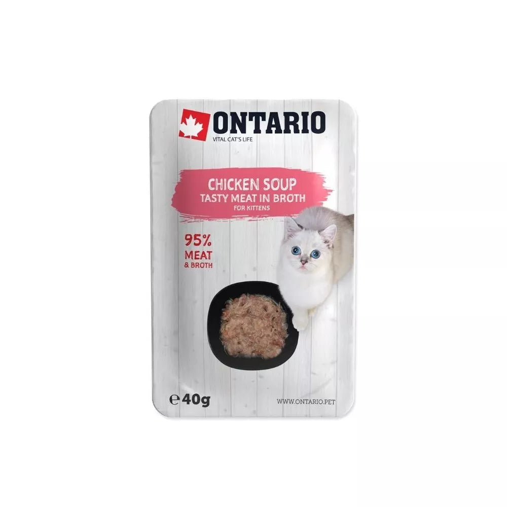 Ontario drėgnas maistas (sriuba) jauniems kačiukams su vištiena, morkomis ir ryžiais, 40 g
