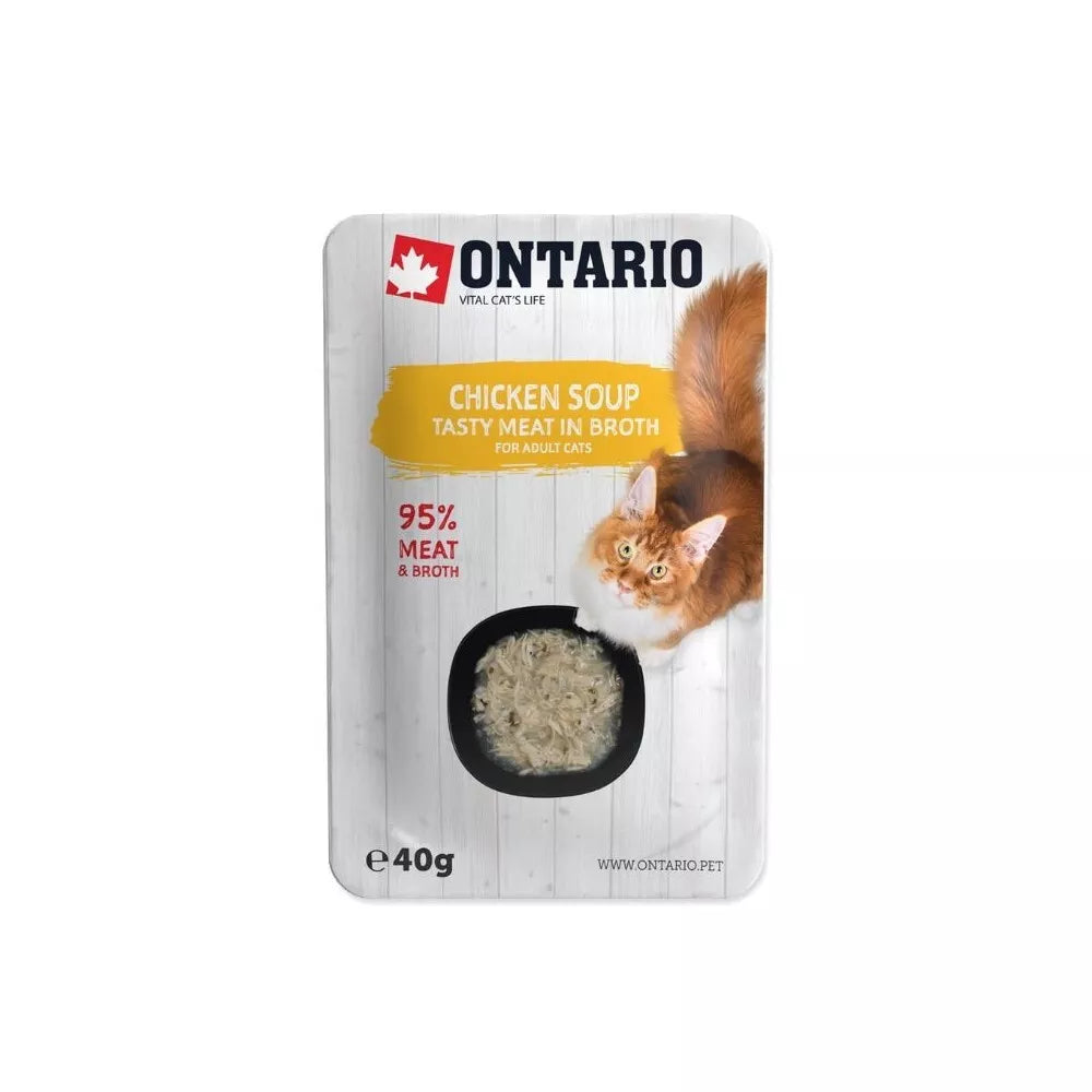 Ontario drėgnas maistas (sriuba) katėms su vištiena ir daržovėmis, 40 g