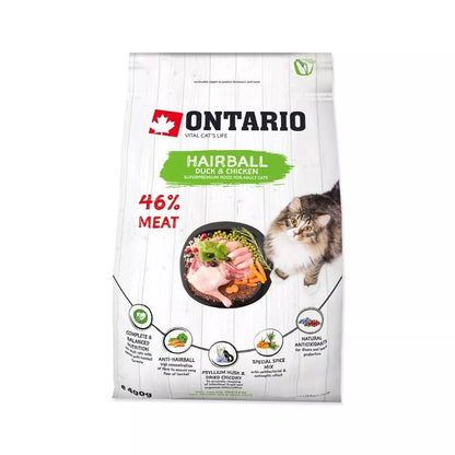 Ontario visavertis pašaras suaugusioms katėms Cat Hairball, 0,4 kg