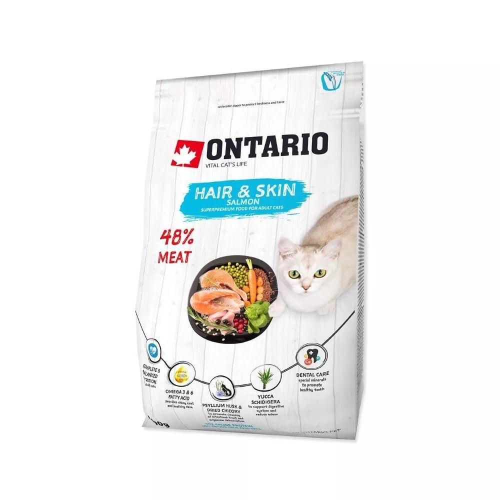 Ontario visavertis pašaras suaugusioms katėms Cat Hair&Skin, 0,4 kg
