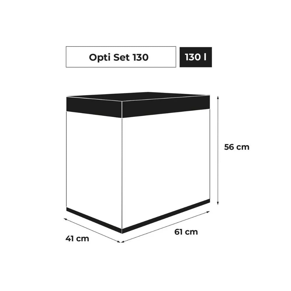 Opti Set 130 akvariumas stačiakampis, juodas, 61x41x56 cm, 130 l