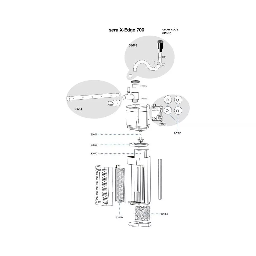 Sera vidinis kampinis filtras X-Edge 700, 700 l/h, 8,5 W