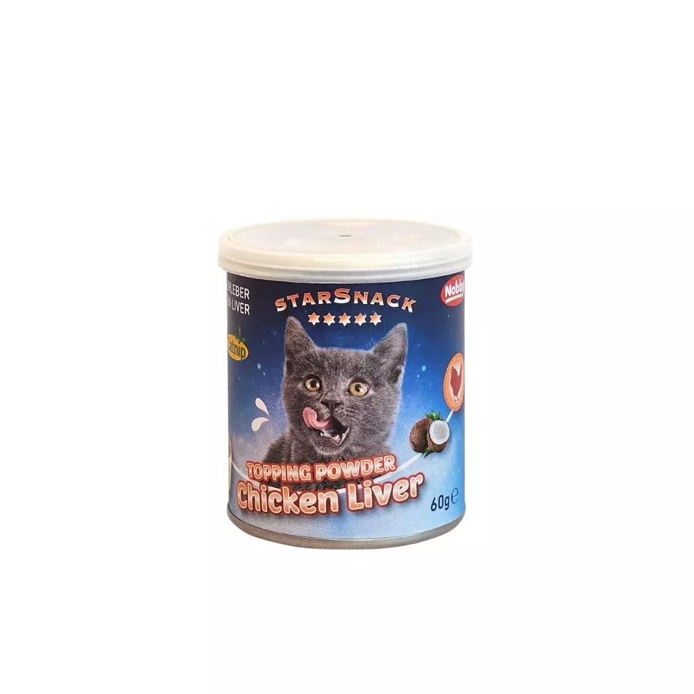 Skanėstas katėms Topping Powder su vištų kepenėlėmis ir katžole, 60 g