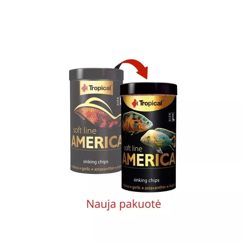 Tropical Soft Line America L minkštas maistas visaėdėms ir mėsėdėms Amerikos žuvims 100 ml